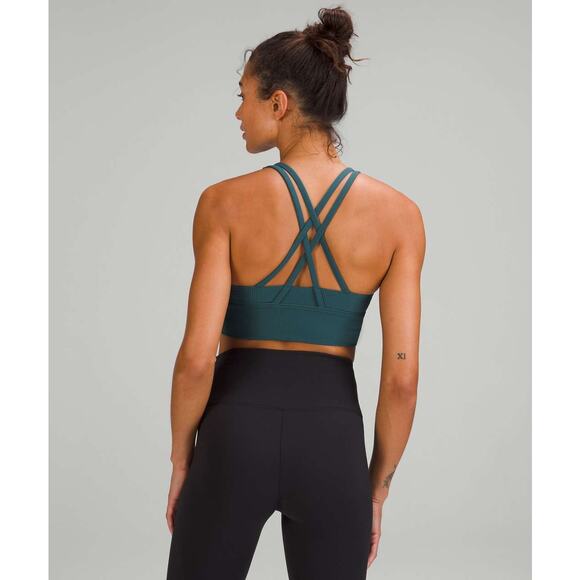 Lululemon Energy Longline Bra Ribbed. Size 2 EUC Green Jasper - Picture 2 of 5